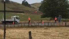 Video captures roadworkers having some down time near Waihī.