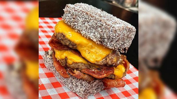 "Australia Day is coming and we're rolling out the specials! Double beef, double bacon, double cheese between two Aussie lamingtons! Say what you want ... you know you love it!" Photo / Chuck Wagon 175