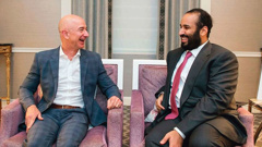 Amazon CEO Jeff Bezos shown with Saudi Crown Prince Mohammed bin Salman. (Photo / Saudi Press Agency)