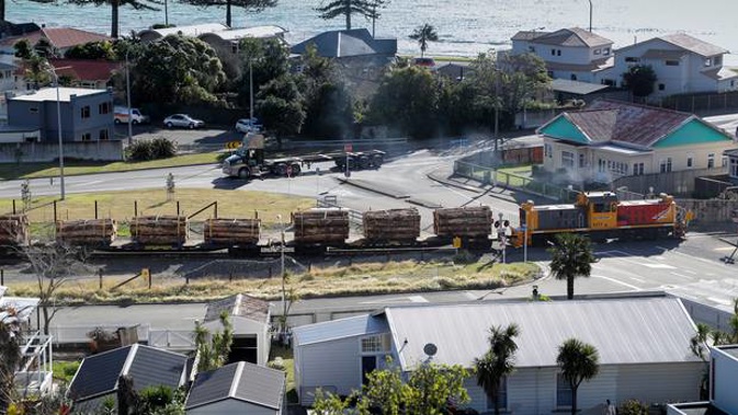 A logging train in Ahuriri, on its way to Napier Port. (Photo / File)