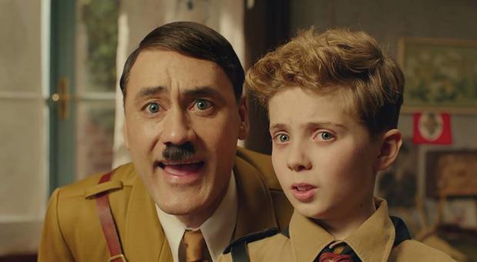 Taika Waititi and Roman Griffin Davis in Jojo Rabbit. Photo / Supplied