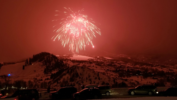 A firework launched over Colorado ski resort town of Steamboat Springs explodes Saturday, Feb. 8, 2020 (Photo / AP)
