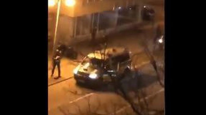 Police at the scene in Hanau. Photo / via Twitter