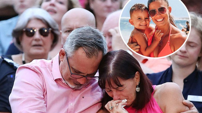 Hannah Clarke's parents attend the memorial to their daughter and grandchildren. (Photo / Getty)