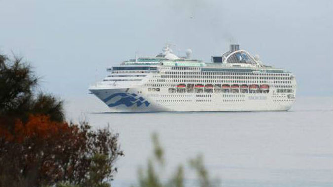 The Sun Princess cruise ship arriving into Penneshaw, Kangaroo Island in January. The ship and its passengers have been met by protests at Réunion Island over coronovirus fears. (Photo / Getty)