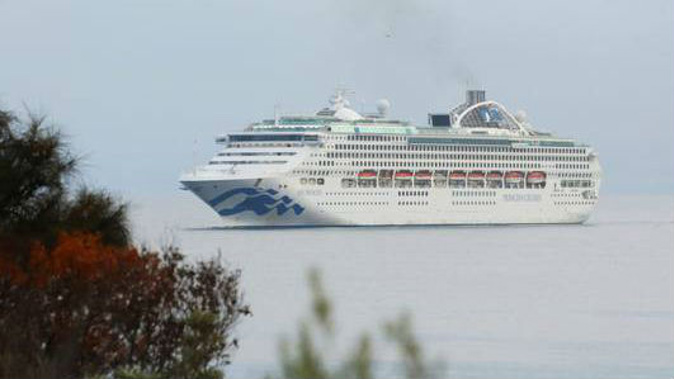The Sun Princess cruise ship arriving into Penneshaw, Kangaroo Island in January. The ship and its passengers have been met by protests at Réunion Island over coronovirus fears. (Photo / Getty)