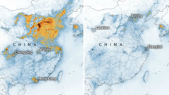 The satellite images have detected a significant decreases in nitrogen dioxide over China.