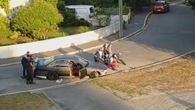 The dramatic shoot-out with police in a residential Christchurch street was witnessed by several locals. Photo / Supplied
