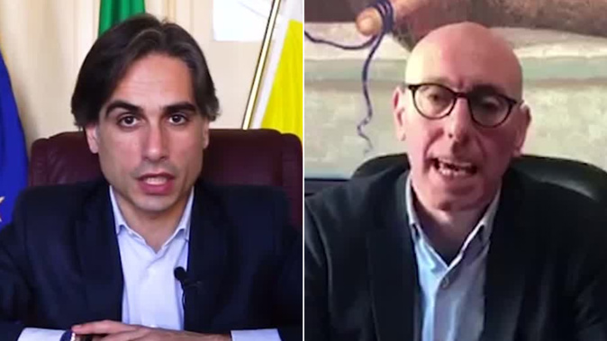 Mayors Giuseppe Falcomatà (L) and Massimiliano Presciutti shared messages to their citizens.