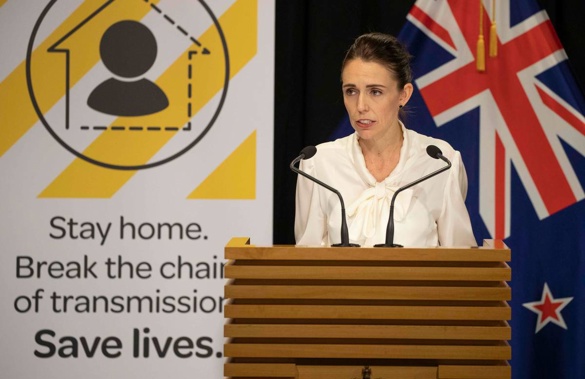 Prime Minister Jacinda Ardern at today's press conference. (Photo / NZ Herald)