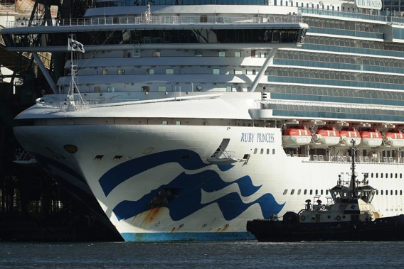 The Ruby Princess cruise ship sits docked in Port Kembla, Australia. A criminal investigation is underway into the handling of the coronavirus outbreak on board the ship. (Photo / Getty)