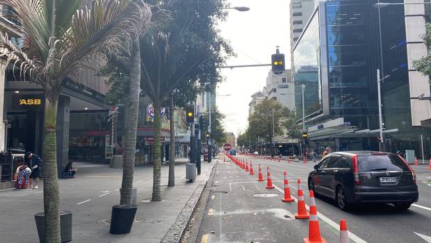 Social distancing cones have popped up in Auckland's CBD. (Photo / Supplied)
