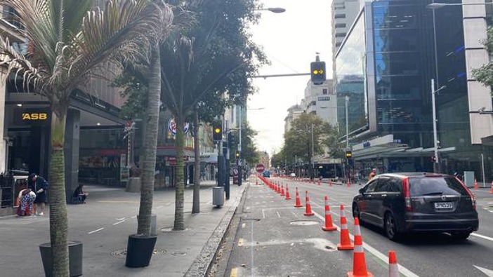 Social distancing cones have popped up in Auckland's CBD. (Photo / Supplied)