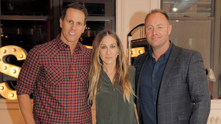 Invivo founders Tim Lightbourne, left, and Rob Cameron with Sarah Jessica Parker. (Photo / Supplied)