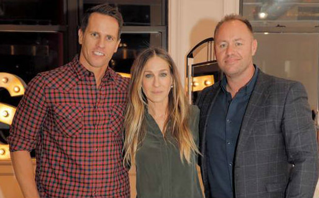 Invivo founders Tim Lightbourne, left, and Rob Cameron with Sarah Jessica Parker. (Photo / Supplied)