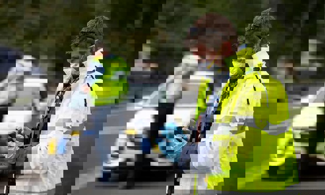 A Police roadblock during Level 4. (Photo / NZ Herald)
