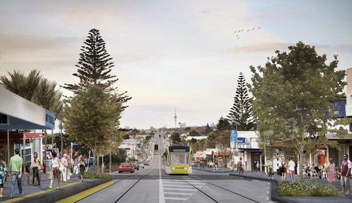 Light rail - seen here as a render of what trams could look like in Auckland's Mt Roskill - is on hold.