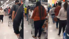 Chaos as Sylvia Park’s Kmart customers flout social distancing. (Video / Supplied)
