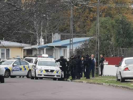 Armed police have swarmed Kawerau in the hunt for the gunman. (Photo / Andrew Warner)