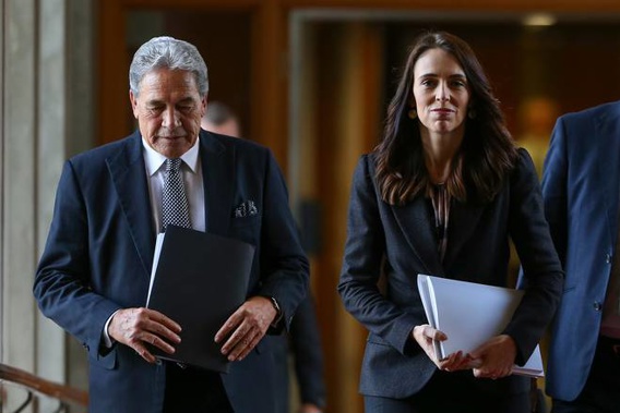 Jacinda Ardern and Winston Peters are pushing for a transtasman travel bubble as soon as one can be safely put in place. (Photo / Pool)