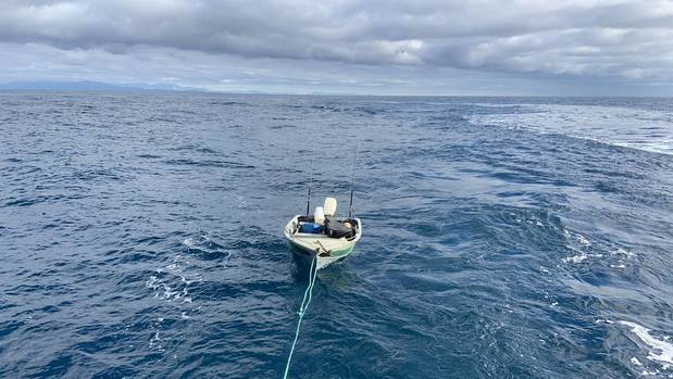 A young man has had a lucky escape after becoming stuck off the Mana Coast following an overnight trip across the Cook Strait in a dingy. (Photo / NZ Police)