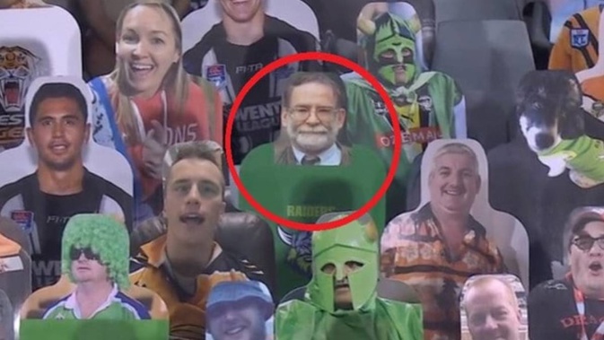 The NRl's crowd cardboard cutouts took a darker turn during Sunday's match between Penrith and Newcastle. (Photo / Supplied)