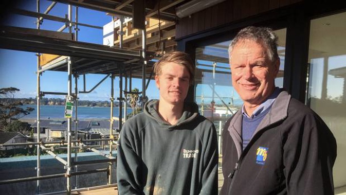 Ross Faulkner (right) hopes to keep on his eight apprentices, including carpentry apprentice Dan Andresen (left). (Photo / Supplied)