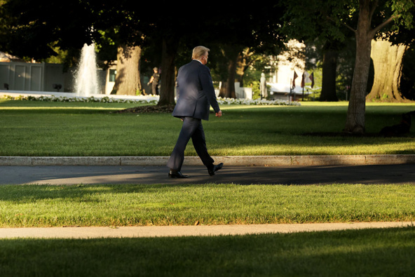 US President Donald Trump walking to the White House after yesterday's photo opportunity outside St. John's Episcopal Church. (Photo / Getty)