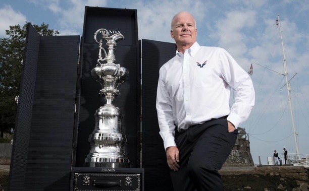 America's Cup boss Terry Hutchinson poses with the America's Cup. (Photo / Getty)