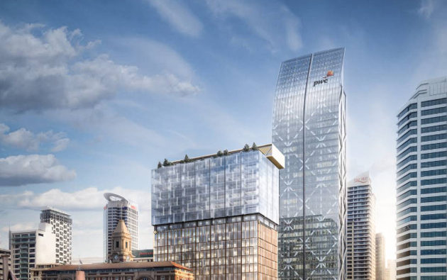 The new Commercial Bay tower (centre right) in downtown Auckland. (Photo / Supplied)