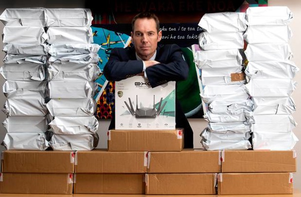Rangitoto College principal Patrick Gale has 45 internet routers which have turned up for students who don't need them. Photo / Brett Phibbs