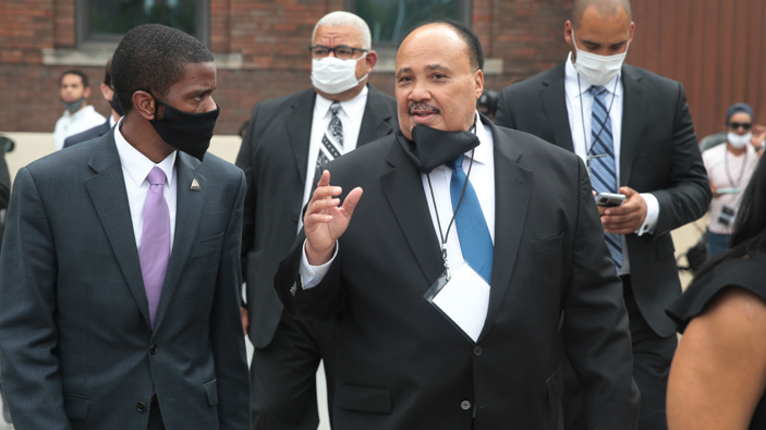 Martin Luther King III attending George Floyd's memorial. (Photo / Getty)