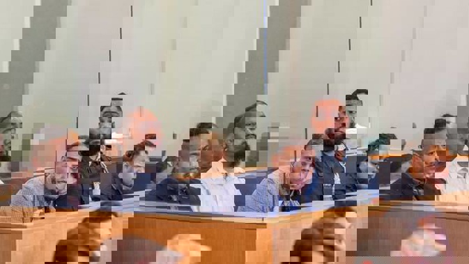 The sports star has been linked by the Crown to the drug syndicate of Tevita Fangupo (left), Toni Finau and Tevita Kulu, and Halane Ikiua (far right). Photo / Peter Meecham