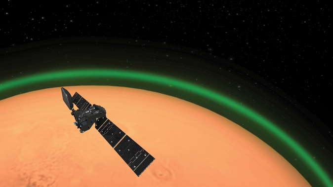 ExoMars spots unique green glow at the Red Planet. (Photo / European Space Agency)