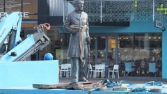 The statue of Captain John Hamilton in Hamilton was removed last week. (Photo / NZME)