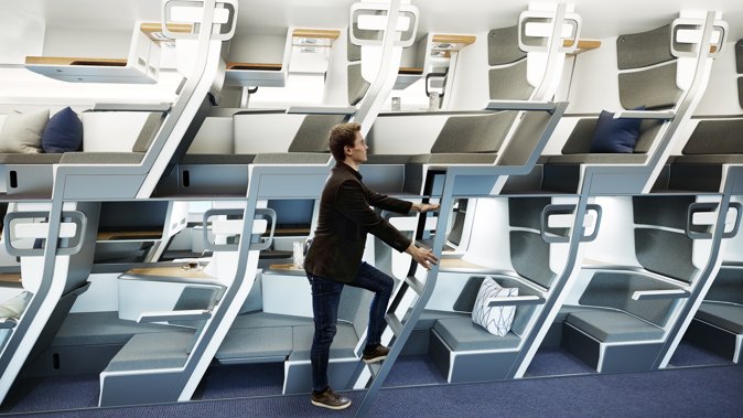 The Zephyr Seat offers a double decker airplane interior concept.