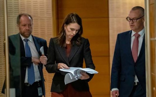 Jacinda Ardern with David Clark. (Photo / NZ Herald)
