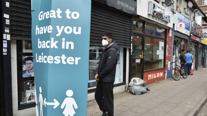 The British government has reimposed lockdown restrictions in the English city of Leicester after a spike in coronavirus infections. (Photo / AP)