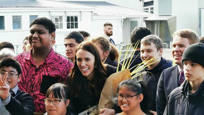 Prime Minister Jacinda Ardern has launched Labour's campaign slogan: "Let's keep moving". Photo / Will Trafford