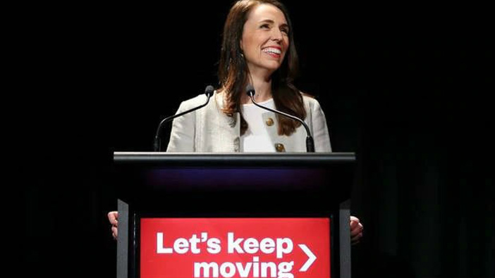 Jacinda Ardern at yesterday's party congress. (Photo / Getty)
