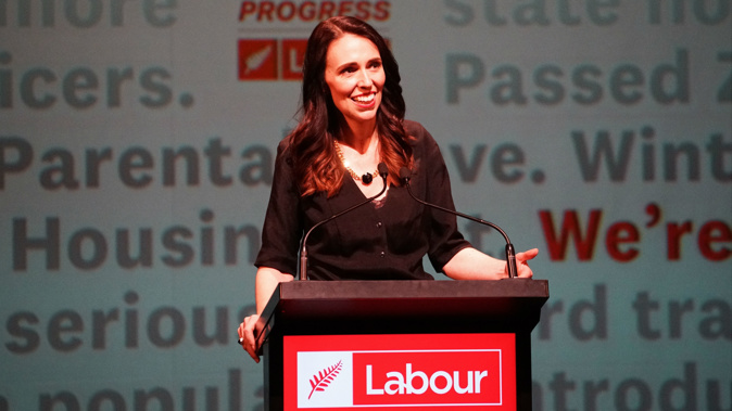 Jacinda Ardern at a Labour Party conference. (Photo / NZ Herald)