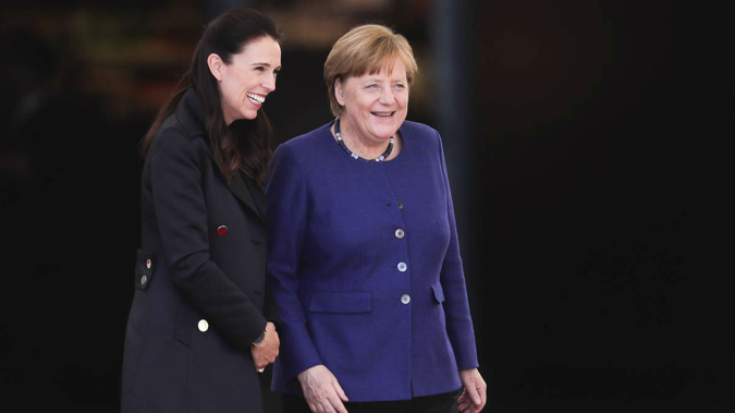 Jacinda Ardern with Angela Merkel in 2018. (Photo / AP)