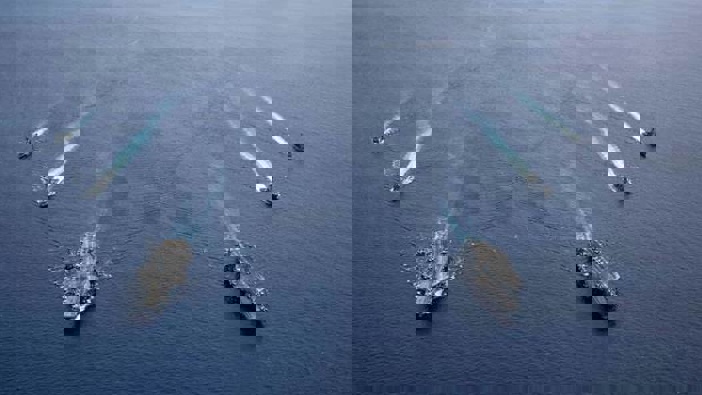 The USS Ronald Reagan and USS Nimitz in the South China Sea conducting joint exercises earlier this month.