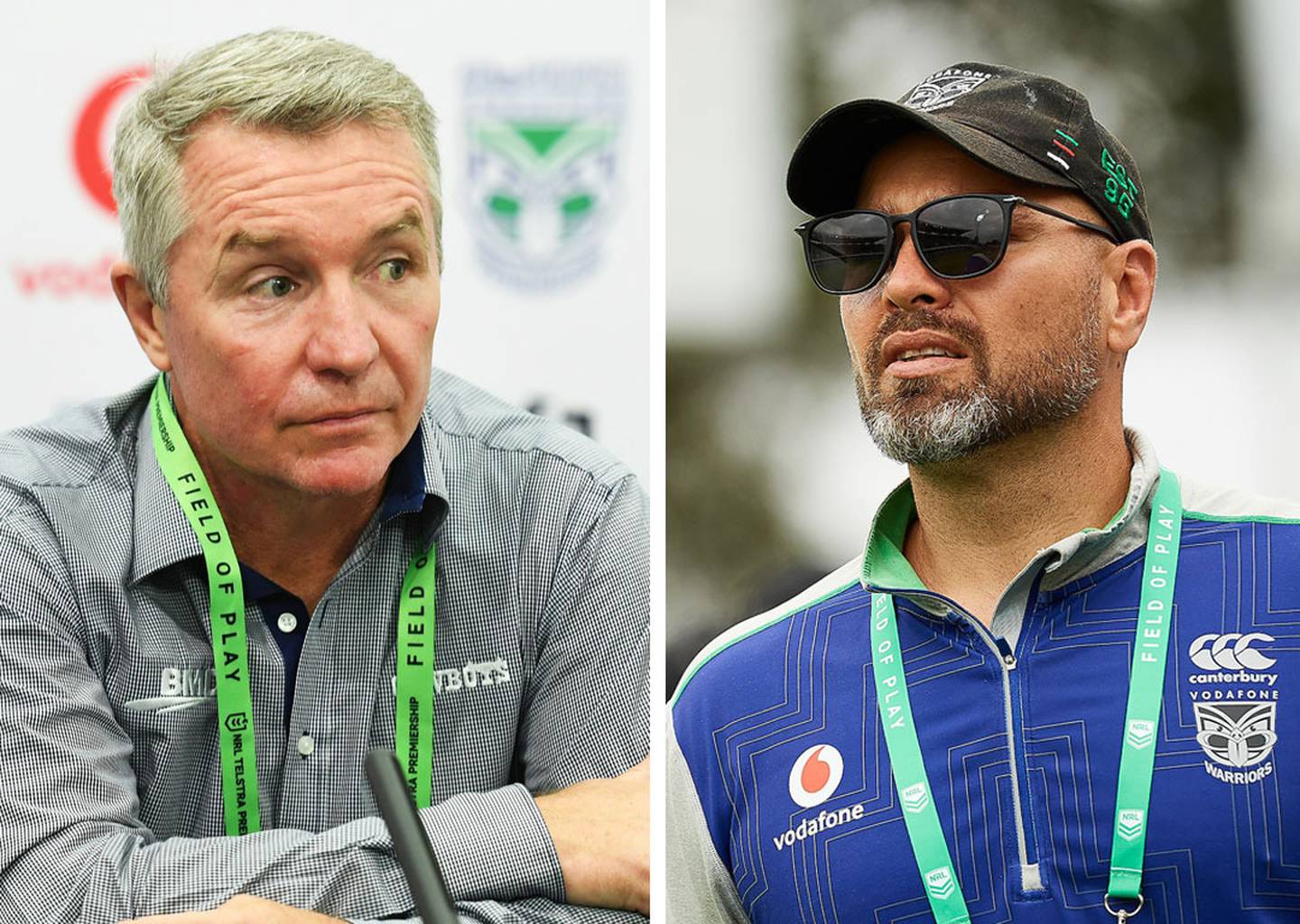 Former Cowboys coach Paul Green and interim Warriors coach Todd Payten. (Photos / Photosport)