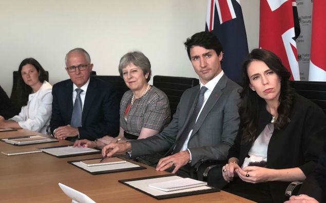 Current and former leaders of the Five Eyes nations. (Photo / File)