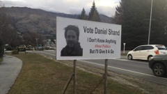 Daniel Shand is asking for people's votes, saying he'd "probably make a pretty good MP". Photo / Twitter, Jamie Wood