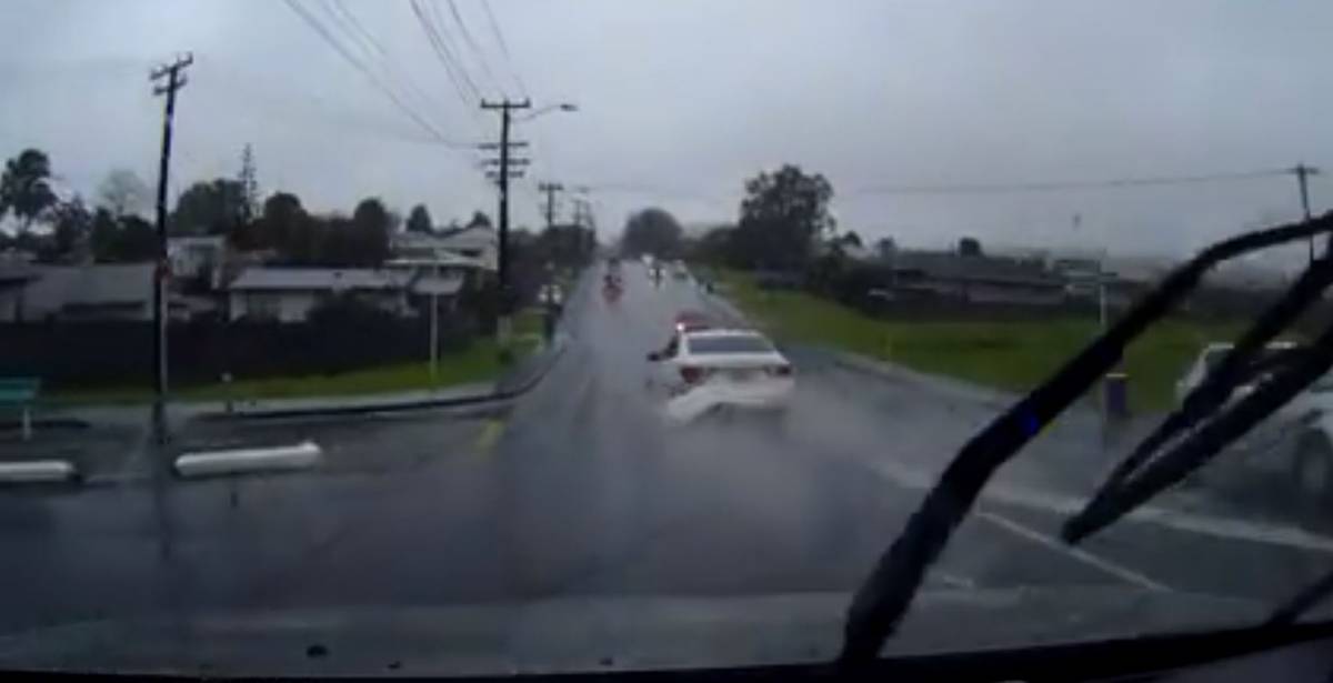 Dash cam footage of police chase in West Auckland. Video / Manos K Sourris