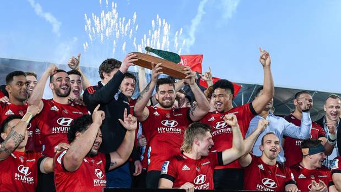 The Crusaders celebrate winning Super Rugby Aotearoa at the weekend. Photo / Photosport