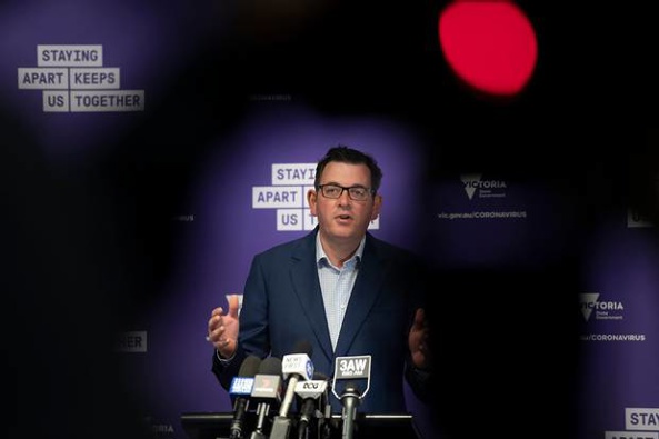 Victoria Premier Daniel Andrews addresses the media last week. Photo / AP