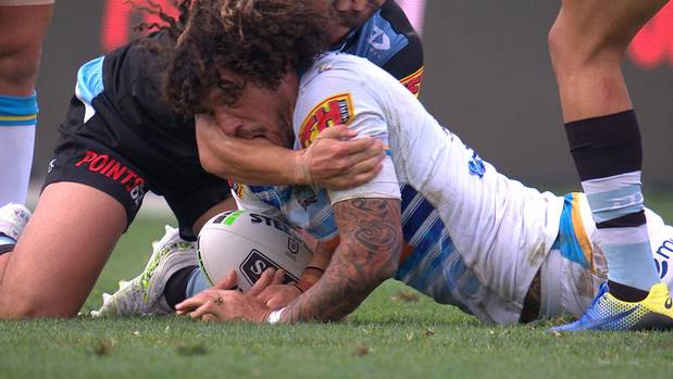 The incident involving Kevin Proctor and Shaun Johnson. Photo / Screengrab